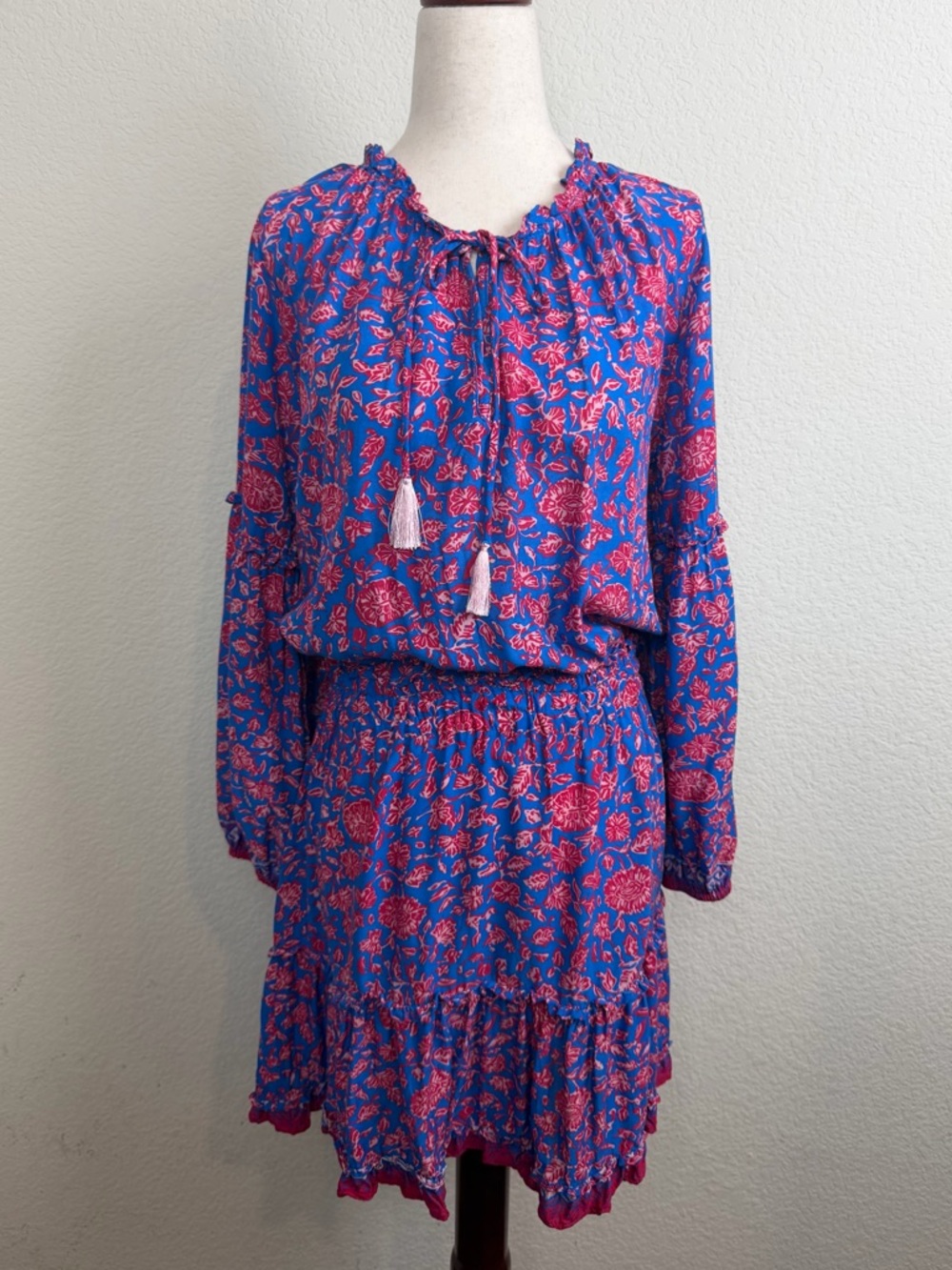 Natalie Martin Maggie Mini Dress Medium Bloom Print Persian Floral Split Neck